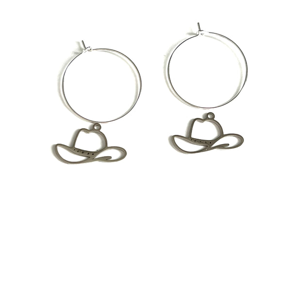 Geometric Western Hat Hoop Earrings