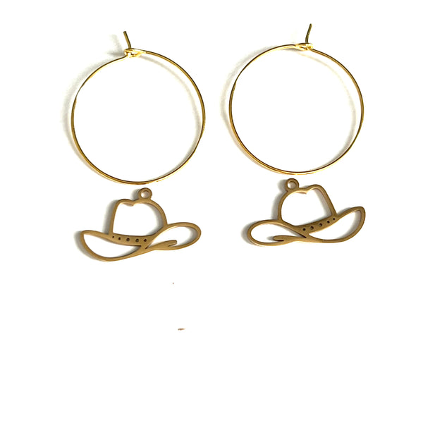 Geometric Western Hat Hoop Earrings
