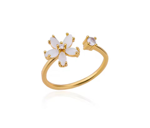 Adjustable Five Petal Ring