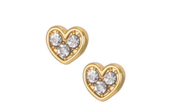Three Stone Heart Earrings