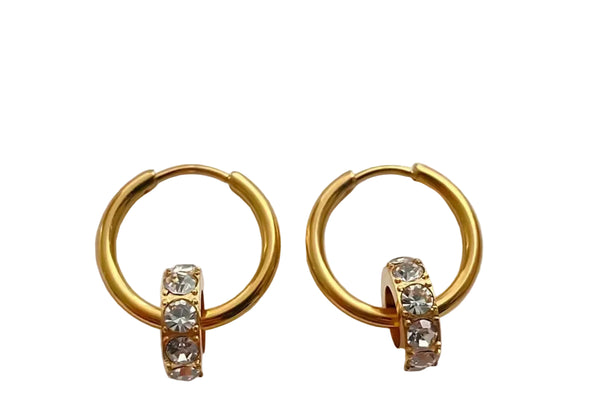 Rhinestone Charm Hoop Earrings
