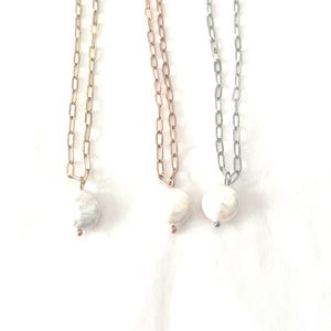 Paperclip Pearl Necklace