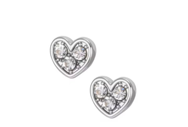 Three Stone Heart Earrings