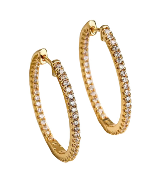 Sparkle Stone Hoop Earrings
