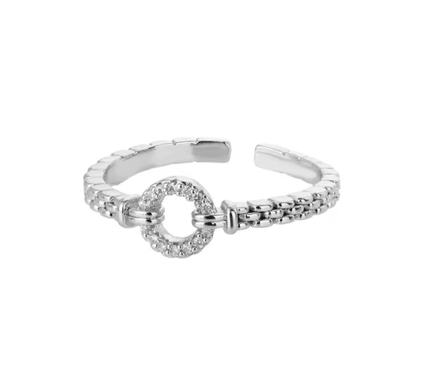 Adjustable Round Sparkle Ring