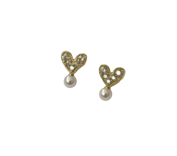 Pearl Heart Stone Earrings