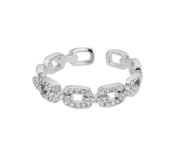 Adjustable Sparkle Link Ring