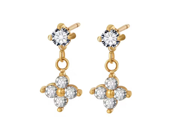 Flower Stone Dangle Earrings