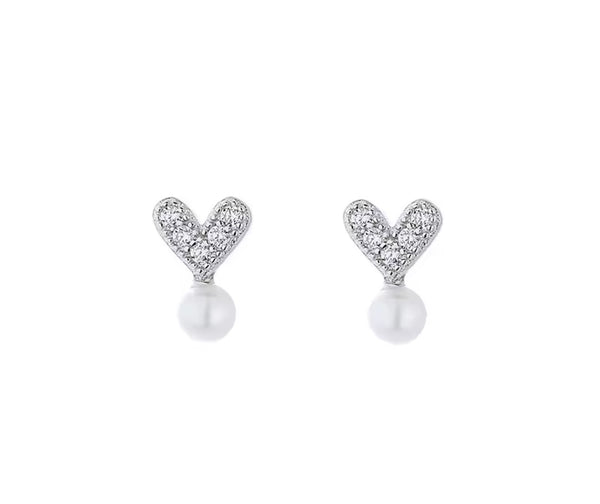 Pearl Heart Stone Earrings