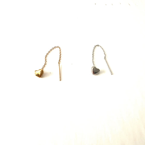 Heart Threader Earrings