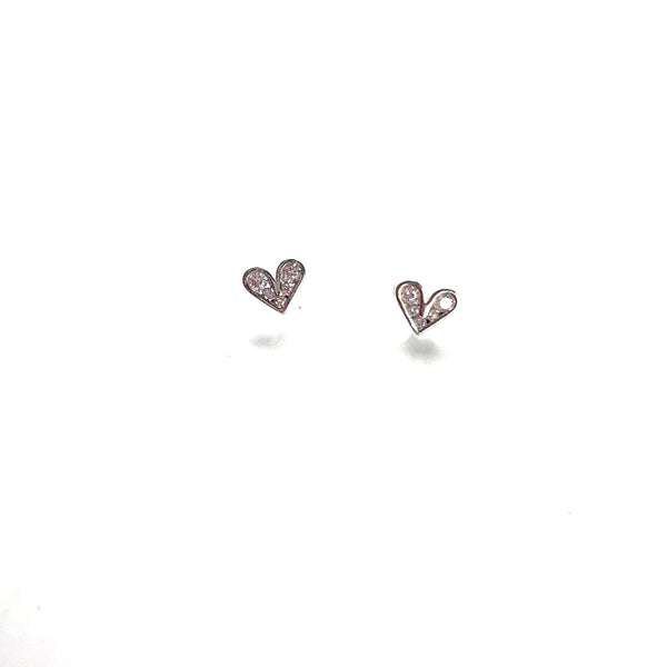 Stone Heart Earrings Silver
