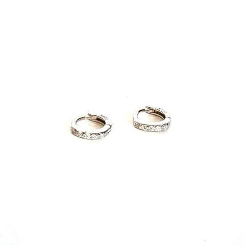 Silver Stone Huggie Earrings