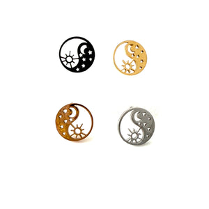 Circle Moon and Star Earrings