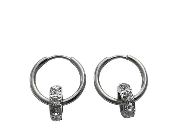 Rhinestone Charm Hoop Earrings