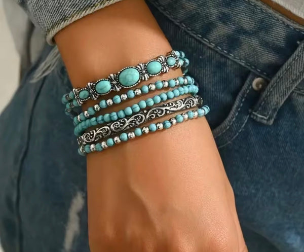 Vintage Teal Bracelet Set