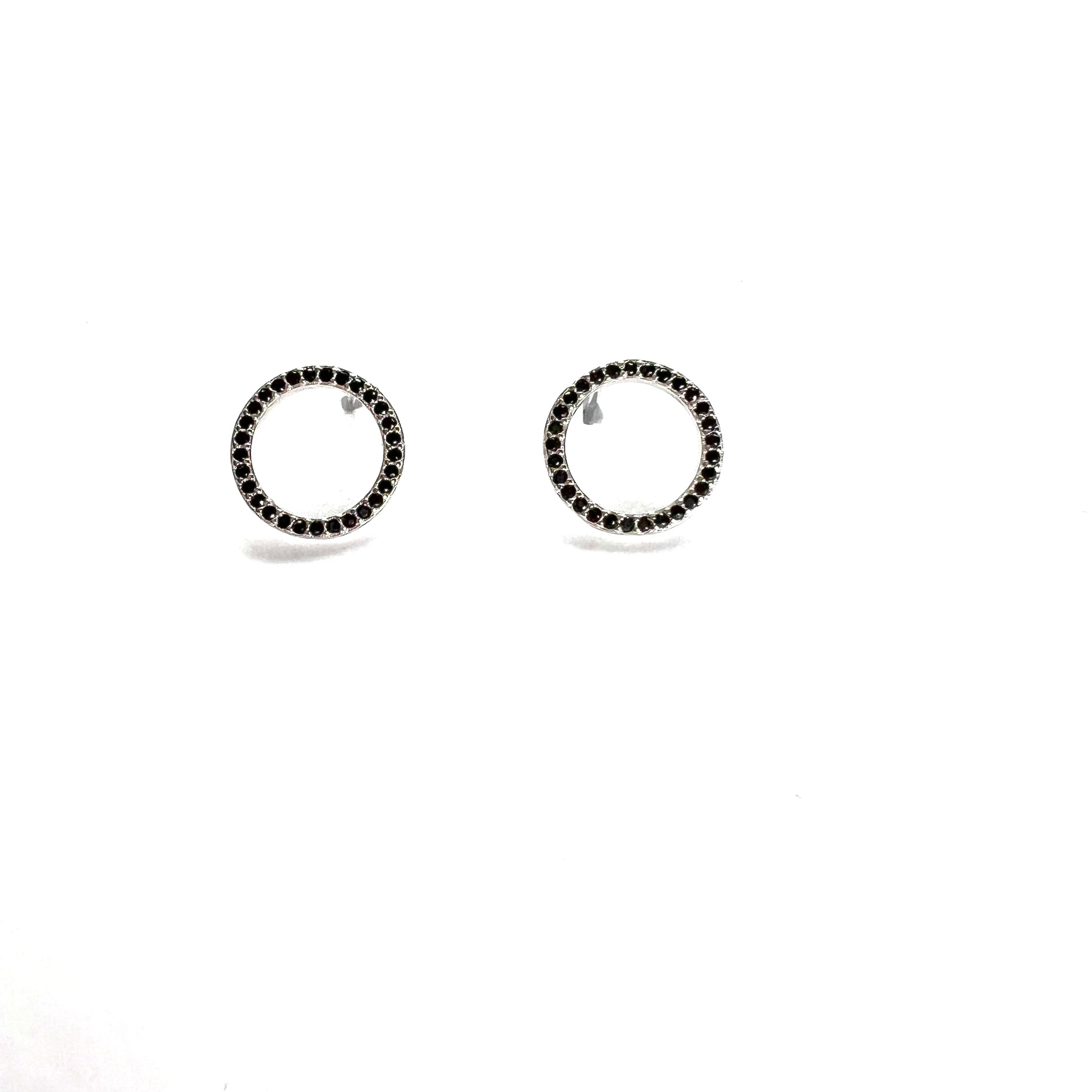 Circle Black Stone Earrings