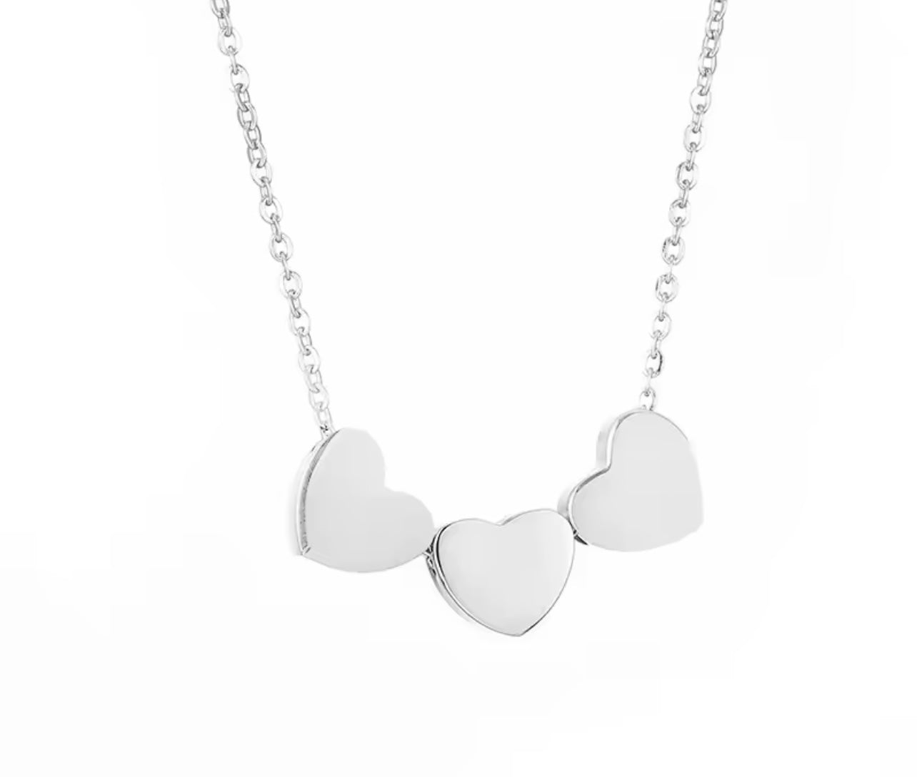 Silver Chain 3 Silver Heart Necklace