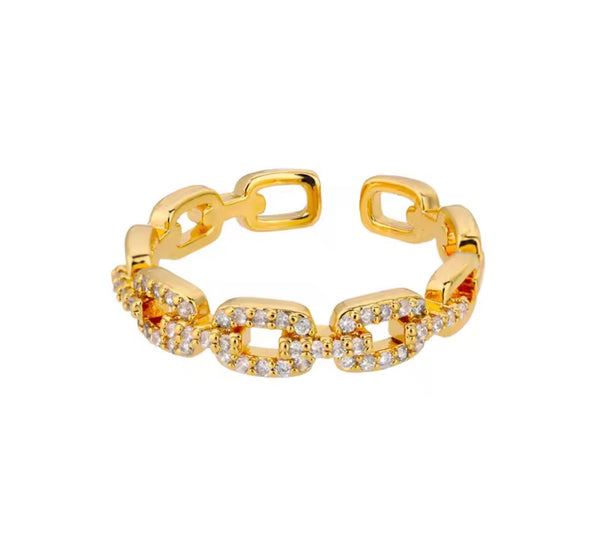 Adjustable Sparkle Link Ring