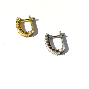 Oval Hoop Stone Earrings