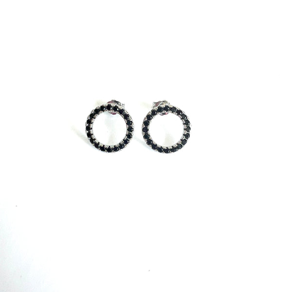 Circle Black Stone Earrings