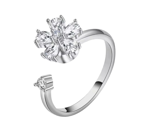 Flower Sparkle Fidget Spinner Ring