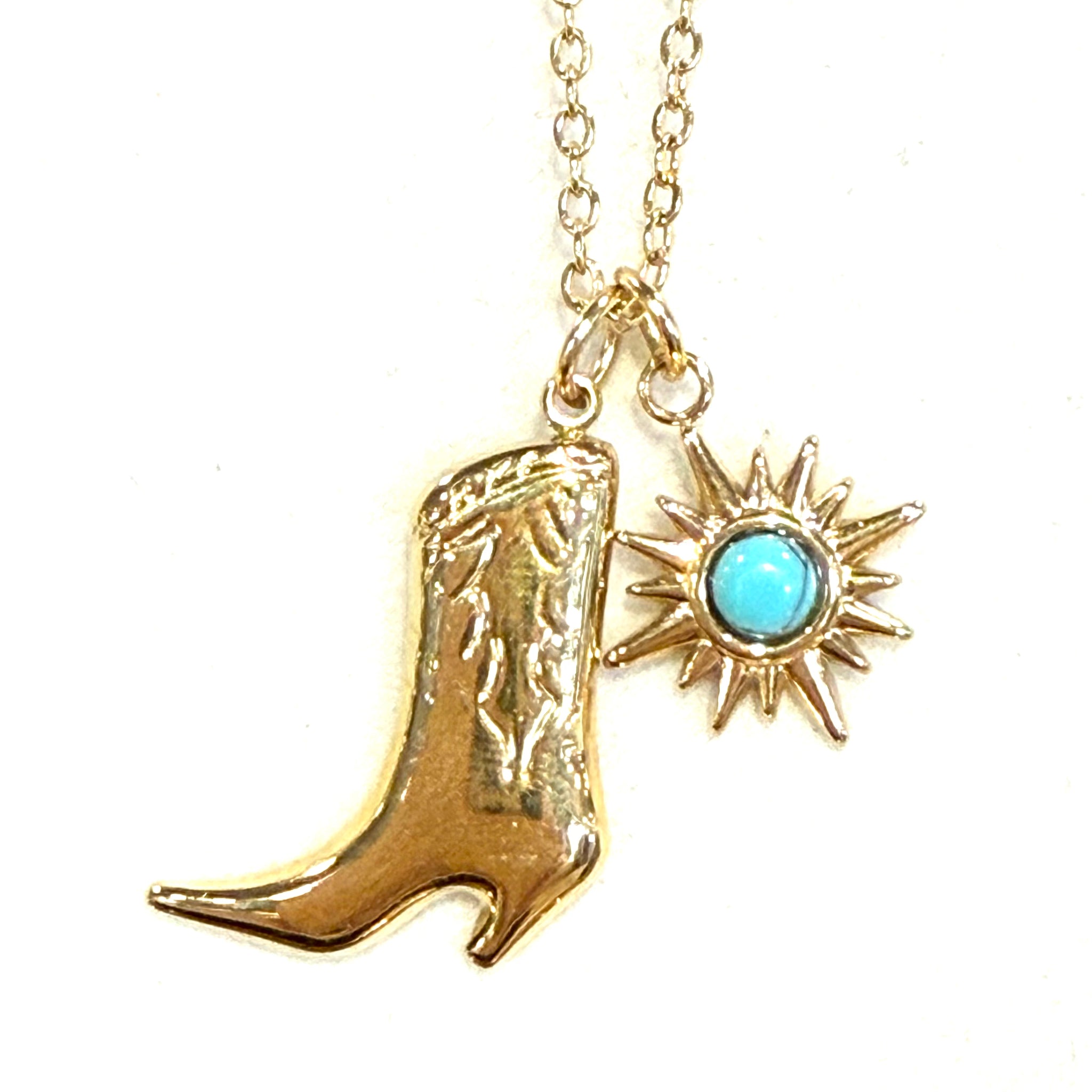 Boot Teal Stone Necklace