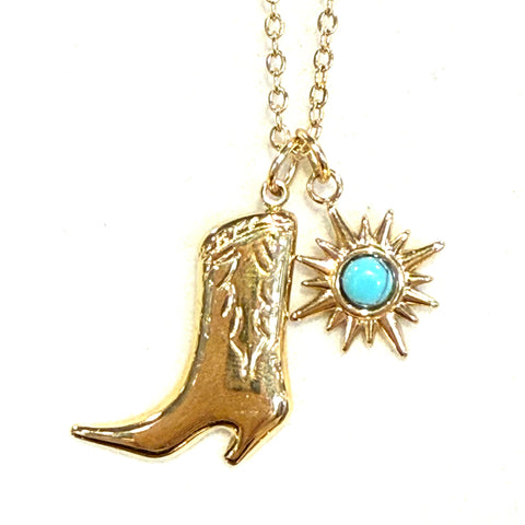 Boot Teal Stone Necklace