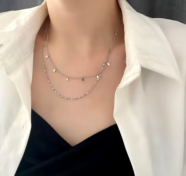 Diamond Shape Layered Necklace