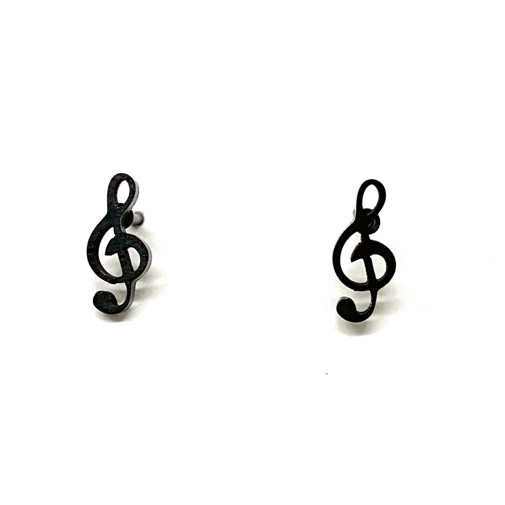 Black Music Note Earrings