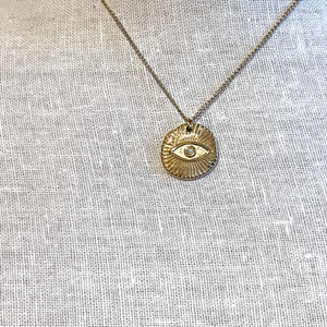 Eye Coin Necklace Gold