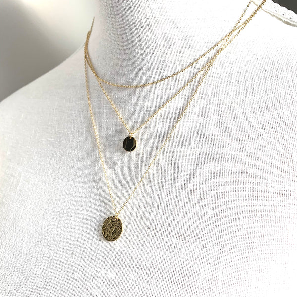 Three Layered Necklaces Gold